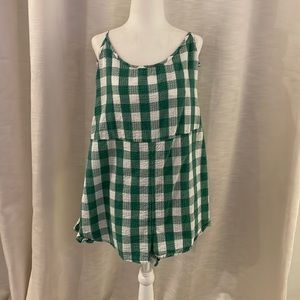 Billabong green and white check romper size medium